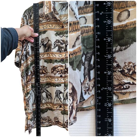 Alfred Dunner Animal Safari Print Button Up Short Sleeve Top Plus Size 16 USA - Picture 7 of 10